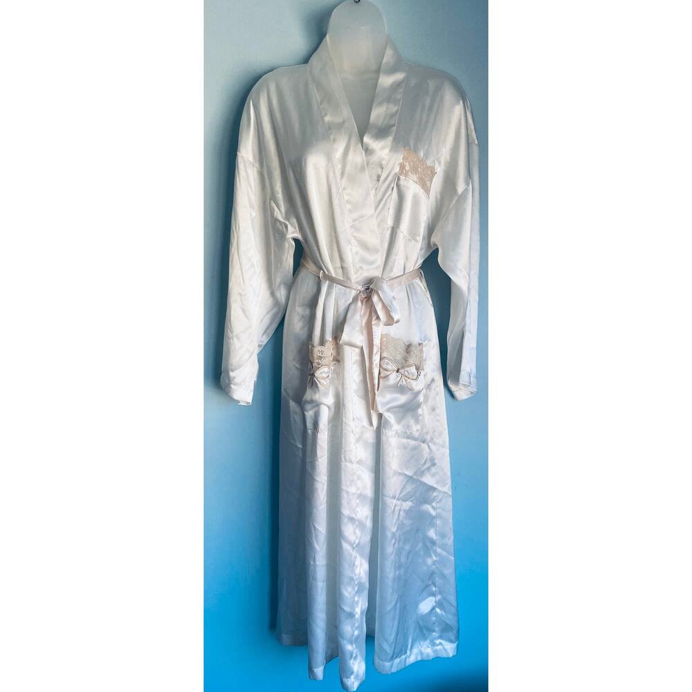 Vintage Gold Label Victoria's Secret Long Robe White Lace Details Small